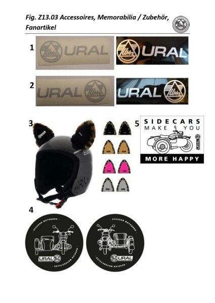 Tankaufkleber "Ural Logo" 12x4 cm, silber (Logo linke Seite)