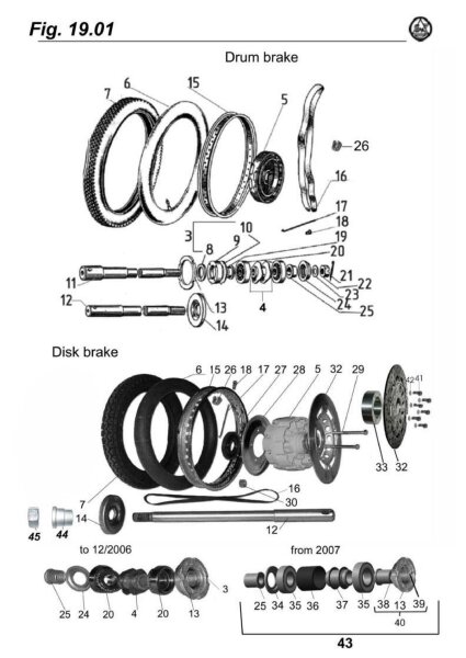gebrauchte Original Hinterradachse für Ural TWD, Trommelbremse
